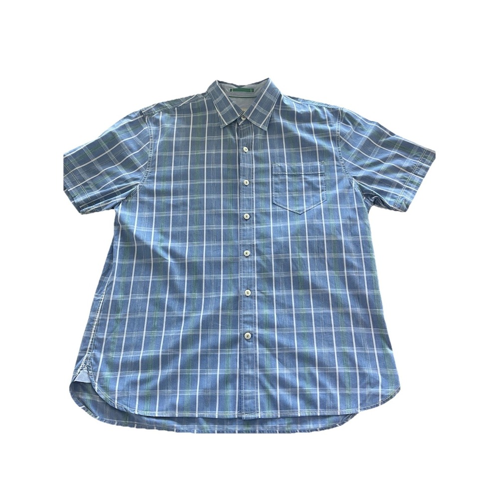 TOMMY BAHAMA Button Up SHIRT  Men's Plaid Blue‎ Green White Excellent Used L/G